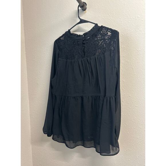 Torrid size 2 Black Lace Tiered Overlay Sheer Sleeve Women's Plus Size Top 2X - Picture 11 of 11